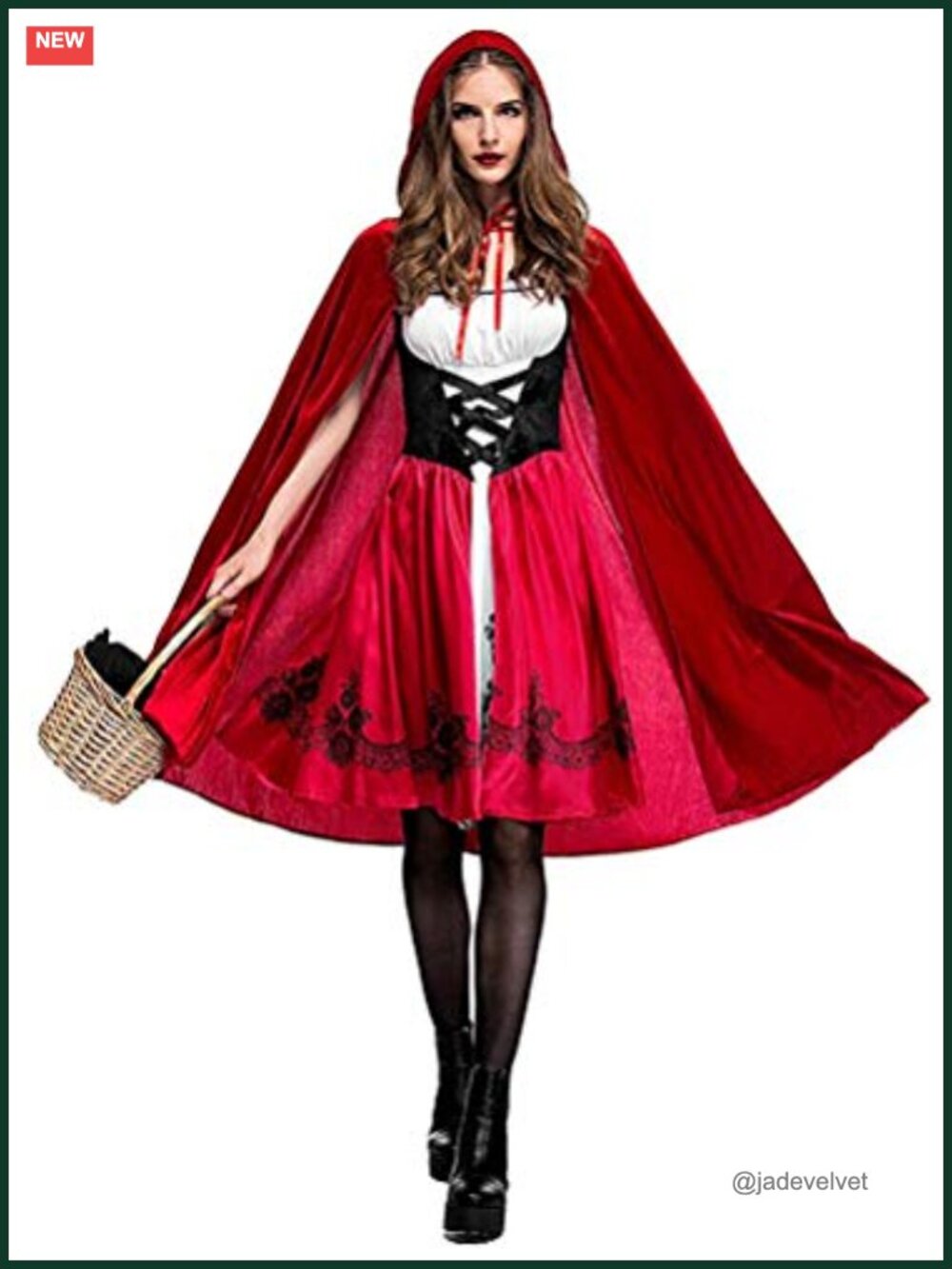 Little Red Riding Hood Costume with Hooded Cape for Halloween Christmas